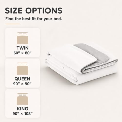 LaffyLo Cooling Blanket for Hot Sleepers, Lightweight Summer Quilt with Breathable Reversible Fabric for Bed, Couch, Dorm and Travel, Machine Washable, Queen Size 90"x90", White & Light Grey - image 4