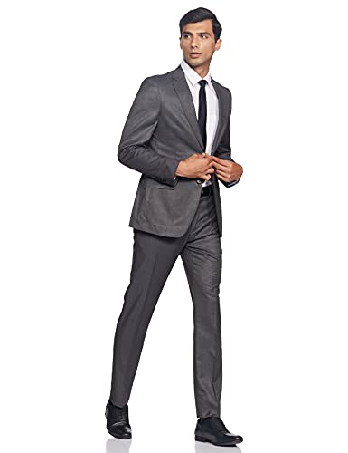 Image of Raymond Wool Blend Men's Full Sleeve Contemporary FIT Dark Grey Formal Suit