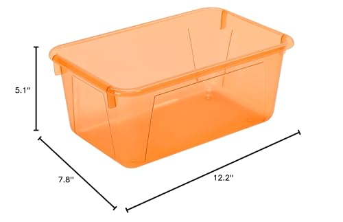 Image of Storex Small Cubby Bin, 12.2 x 7.8 x 5.1 Inches, Candy Orange, 5-Pack (62479U05C)