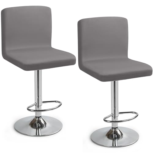 Eozakavod Barhocker-Schonbezüge, 2er Set Stylische Stuhlhussen Stretch-Stuhlbezug Einfache Reinigung Barhockerbezüge Universal Esszimmerstuhlbezüge für Bar & Esszimmer (Grau, 2er Set)