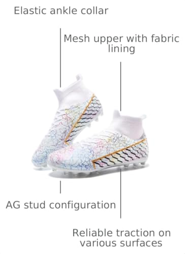 Image of Unisex Soccer Cleats Mens Lightweight No-Tie Lacing System Multi-Surface Football Shoes with Ankle Support for Beginners to Advanced Players