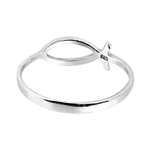 AeraVida Simple Plain Ichthys Christian Fish Sterling Silver Everyday Ring4