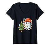 Photo Gallery donna christmas ghost funny holiday lights christmas tree xmas maglietta con collo a v Photo Gallery donna christmas ghost funny holiday lights christmas tree xmas maglietta con collo a v