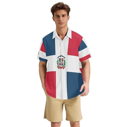Chemise hawaïenne drapeau République dominicaine, le cadeau homme idéal