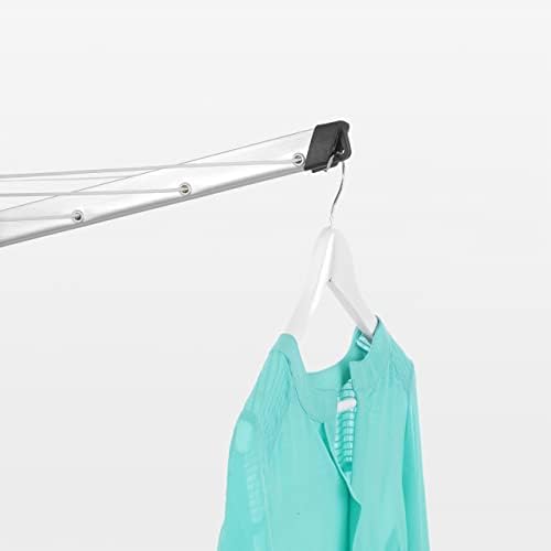 Brabantia - Topspinner - 60 Metres of Clothes Line - UV-Resistant & Non-Slip Lining - Smooth Turns - Umbrella System - Rotary Dryer with Ground Spike 45 mm - Metallic Grey - ø 295 cm