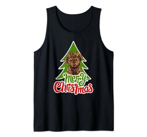 Poodle cute Christmas dog Camiseta sin Mangas