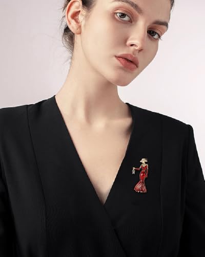 Image of Fashion Lady Brooch Pin for Women Girls Colorful Enamel Crystal Lapel Pins Charm Dress Accessories Coats Scarves Bags Ceremony Clothes Elegant Handmade Holiday Party Jewelry