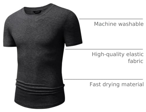 Image of JMIERR Mens Short Sleeve T Shirt Summer Muscle Slim Fitted Crewneck Longline Tees Shirts for Gym Workout