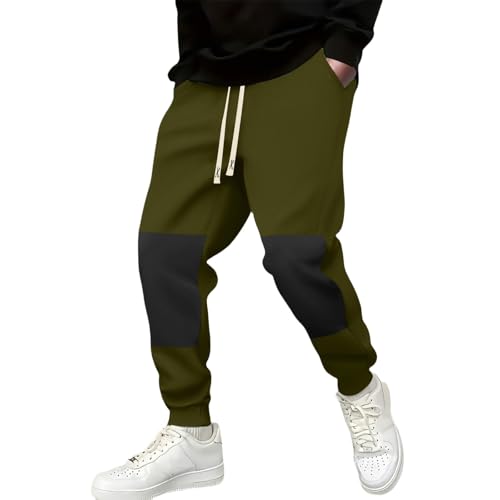 Genérico Pantalones De Senderismo Negro Hombre De Correr Casual Para Hombre, Estilo Atlético, Patchwork, Cintura Elástica, Cordón de Ajuste para Senderismo Completo 2025 Pantalones De, verde, M