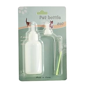 Puppy Nursing Feeding Kit 2oz Milk Bottle Clear Calibration Line Silicone Nipple Hole Opener Cleaning Brush 4pcs Set Pet Nursing Bottle 2 Oz Replacement Nipples Kits Pet Nursing Kit Dog Pet Feeding