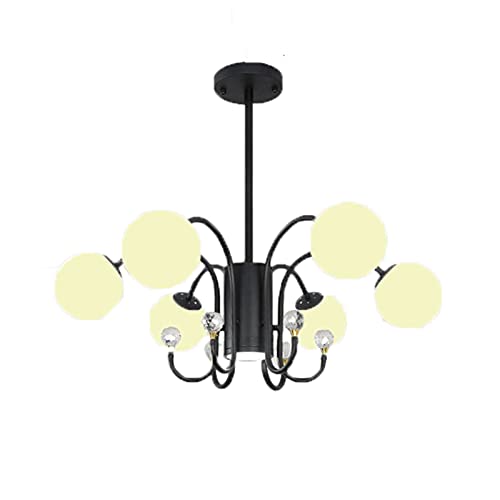 Plafonnier du milieu du siècle industriel noir 6 lumières pour maison
