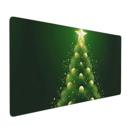 Tapis de souris XXL antidérapant résistant à l'eau motif arbre vert de Noël pour pc