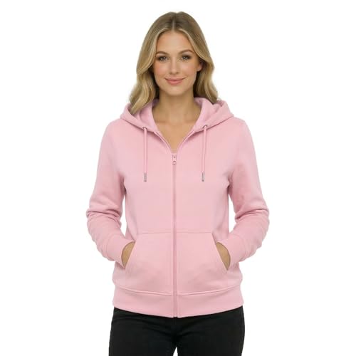 Image of HOODLIFE Women's Zip-Up Hoodie Sweatshirt - Soft Cotton Fleece Jacket with Hood, Full Zipper, Kangaroo Pocket, Casual Winter Hoodie for Women
