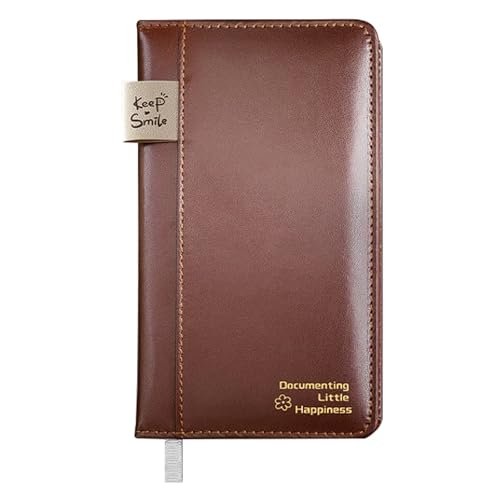 TYBGAU Boutique UK Cuaderno portátil de tapa dura A6, 200 páginas, papel blanco de 100g, encuadernación cosida con páginas de cuadrícula en blanco forradas de cuero PU grueso Diario(Bruin,Blank)