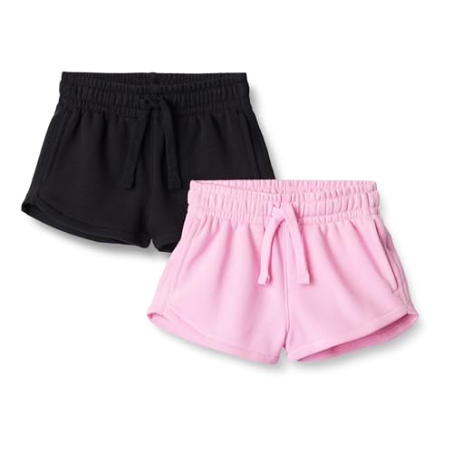 Amazon Essentials Girls French Terry Sweatshorts Pack of 2 Black/Pink 3T