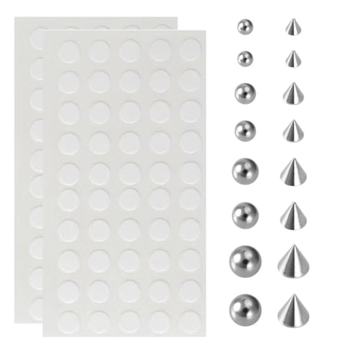 COYUN 1 Set Piercing Per Labbra, Finte Piercing Per Naso, Adesivi, Piercing Per Sopracciglia, Punk, Finte Labbra, Borchie In Argento, Non Penetranti Da Incollare Sull'Adesivo Dell'Ombelico, 3mm-6mm