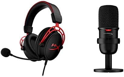 HyperX Cloud Alpha - Gaming Headset, Dual Chamber Drivers, Legendary Comfort, Aluminum Frame, Detachable Microphone & SoloCast – USB Condenser Gaming Microphone