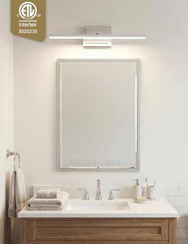 Image of VOLISUN Modern Bathroom Vanity Light 24 inch, Rotatable, 14W Dimmable 5CCT Led Bathroom Light Fixture Over Mirror, Brushed Nickel Bar Vanity Light for Bathroom Mirror Restroom-ETL Certificated