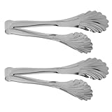 DECOMELODY 2 Stück Teiliges Edelstahl salatzange Eleganter Farbveredelung Kleine Servierzangen mit Muschel design Komfortabler Griff für Buffet Bbq und Präzises Servieren von Snacks