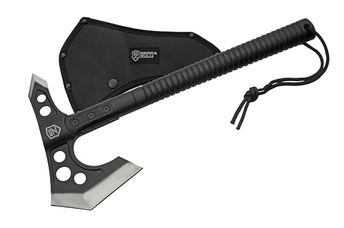 Sierra Zulu Camping Axe - Tactical Survival Hatchet with Bearded Axe Head, Nylon Sheath & Glass Fiber Handle - Full Tang Outdoor Bushcraft Tool for Camping, Hiking, and Chopping Tasks