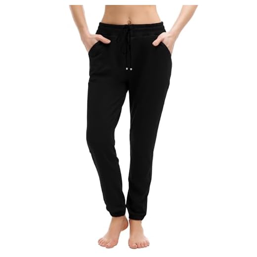 Walifrey Womens Joggers with Pockets, Drawstring Sweatpants Women for Lounging Jogging Gym and Workout Black,1 Pack Black XL