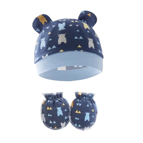 Soft Breathable Baby Hat and Mittens Set for Newborns Cotton Comfortable Fetal Caps Gentle Protections for 0-6 Months