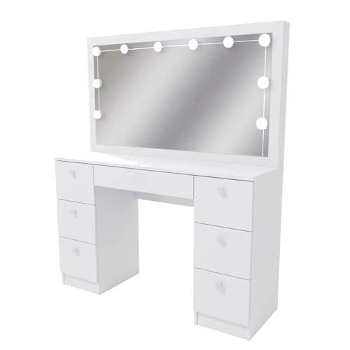 Penteadeira Ditália 7 Gav. Pe-80 Branco c/Kit Luz Camarim