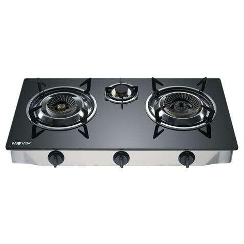 Quemadores Secundarios para barbacoas y ahumadores de la Marca Modelo Cocina de Gas INOX 3 Fuegos - Cristal Templado - Encendido Piezoelectrico - Quemador de Hierro Fundido Desmontable