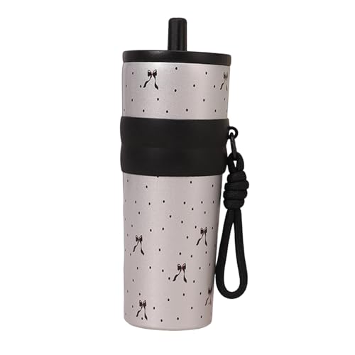FytStycale Recipiente Térmico de Agua de 710 Ml con Asa de Transporte Y Base Antideslizante para Actividades Al Aire Libre, Plata y Negro, Individual