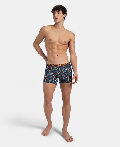 Image of Jockey FP23 Men's Super Combed Cotton Elastane Stretch Printed Trunk with Ultrasoft Waistband