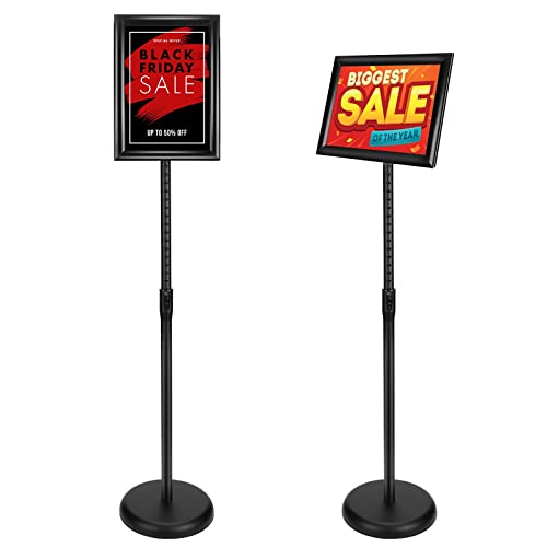 Signex Heavy Duty Poster Sign Stand Adjustable Floor Sign Stand 11X17 Inch, Floor Sign Holder, Both Vertical And Horizontal View Displayed, 1 Pack, Black. #TOP2
