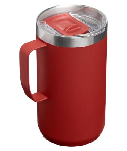 Image of STANLEY Everyday Camp Mug 24 oz | Drink Through Lid | Cup for Coffee, Tea and Drinks | Insulated Stainless Steel Coffee Mug | BPA-Free | Red Brick