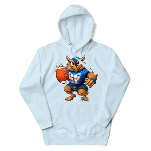 Rugby owl Hoodie Pullover Sky Blue