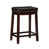 Linon Home Décor Kingston Backless Linon Claridge Stool, Counter Height, Brown Patch Counter, 12.75