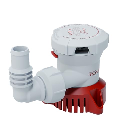 Attwood 5606-7 Tsunami Mk2 T500, 12V, Manual Bilge Pump, 500 GPH, with Fittings (Elbow & Straight), Direct Replacement for Attwood 4606-7