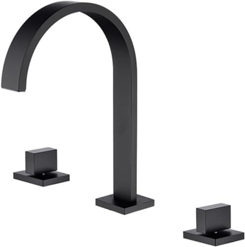 Grifo de Lavabo de 3 Orificios, Grifo de Cascada para baño con Agua Caliente y fría, Grifo de tocador de latón con Doble manija.