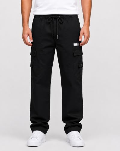Image of DEELMO Cargo Pant for Men | Cotton Cargo's Pant | Men's Cotton Cargo Trousers | Elastic Drawstring Waist Straight Fit | Comfortable Breathable Cargos for Casual to (Available in Pluse Size)