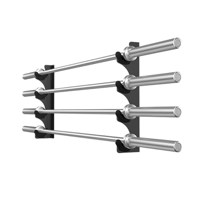 Barbell Rack Single Hook Wall Mount Heavy Duty Vertical Barbell Holder Weight Bar Holder for Olympic Barbell, Curl bar, Commercial or Home Gym Accessory (4 bars)