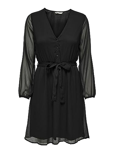 Cintura in vita Only Onlcera - Abito A 3/4 Wvn Noos, Abito mini Donna, Nero (Black), XXL
