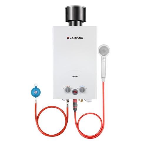 CAMPLUX BW264C-DE 10 Liter Gasdurchlauferhitzer mit Regenkappe, 50mbar...