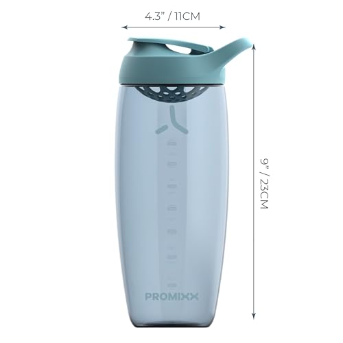 Image of Promixx Pursuit Protein Shaker Bottle (32 oz) - Silent No-Ball Mixer, Leak-Proof Lid, BPA /BPS & Phthalate-Free ECOZEN - Easy-Clean Shaker Cup for Protein Shakes, Pre & Post-Workout Smoothies