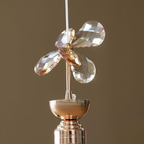 Image of 6W Crystal Pendant Hanging LED Light | Gel Glass Rod with Floral Decor | Warm White Glow | Golden Finish | Modern Decorative Ceiling Light for Living Room, Bedroom, Dining & Indoor Spaces