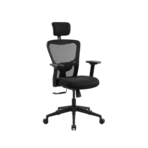 Image of Wakefit Albus Ergonomic Office Chair for Work | 3 Year Warranty | Multi-Lock Seat Slider and Recline | Soft Armrest with 3D Adjustability| Strong Nylon Base | 8+ Hours of Comfort | Black