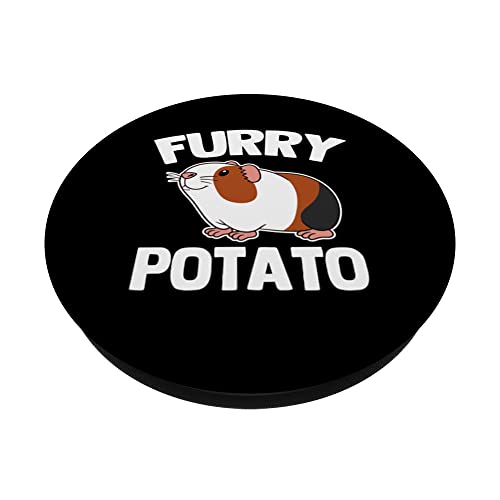Furry Potato - Funny Saying Guinea Pig Owner Cute Guinea Pig PopSockets Swappable PopGrip, Black - Image 2