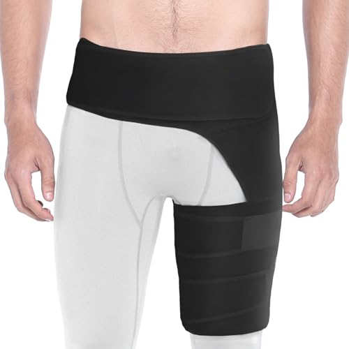 GMHLLES Hip Support for Women and Man Hip Brace Sciatica Pain Relief Belt Adjustable Breathable Reduces Muscle Fatigue Ideal for Hamstring & Groin Compression Post-Surgery Recovery Aid Black