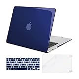 MOSISO Plastic Hard Case & Keyboard Cover & Screen Protector Only Compatible MacBook Air 13 Inch (Models: A1369 & A1466, Older Version 2010-2017 Release), Crystal Navy Blue