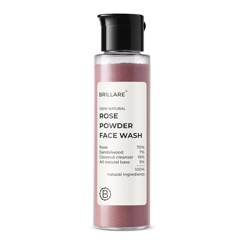 Brillare Rose Powder Face Wash for Younger Looking Skin With Sandalwood & Coconut, Anti-Ageing Face Wash Reduces Wrinkles & Fine Lines | Face Wash for Women & Men