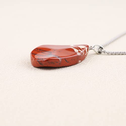 Gavu Stainless Steel Wave Red Jasper Stone Necklace For Men 22" #TOP5
