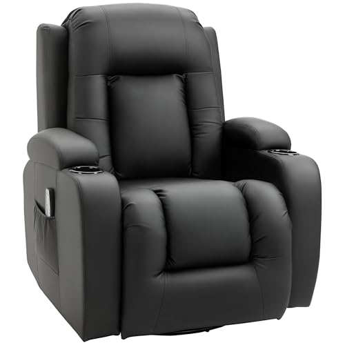 HOMCOM Fauteuil de Massage inclinable, Fauteuil de Relaxation, Dossier et Repose-Pieds réglable...