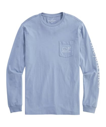 vineyard vines Men's Vintage Whale Long-Sleeve Pocket Tee, Summer Evening2